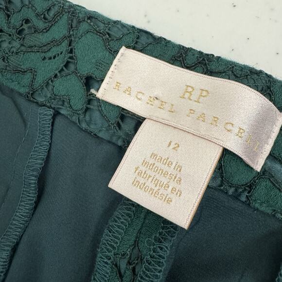 Rachel Parcell Botanica Lace Pants Women's 12 Green Scallop Hem Lined Romantic - Picture 10 of 16